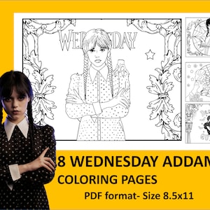 8 Wednesday Coloring Pages PDF format