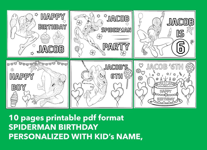 10 Printable Spider-man Coloring Page for Birthday - Etsy