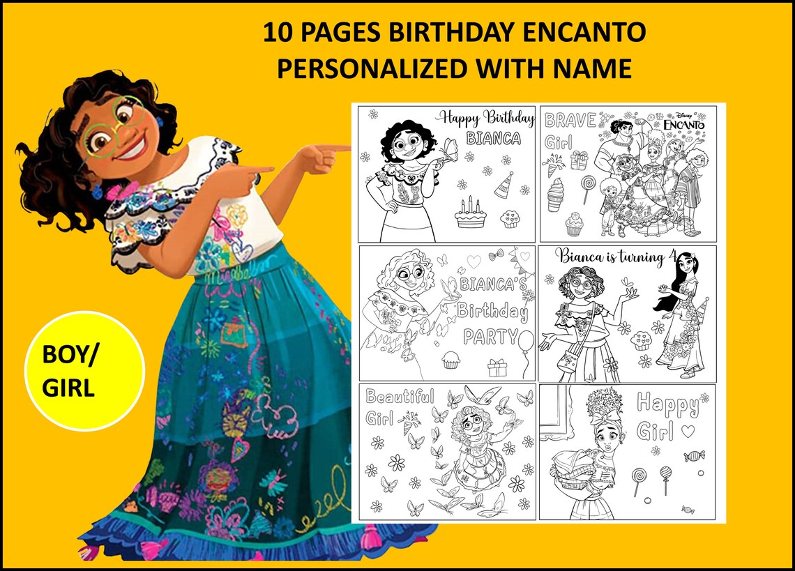 10 Printable Encanto Coloring Page for Birthday Personalized - Etsy