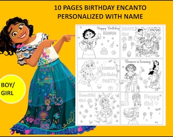 10 Printable Encanto Coloring Page for birthday Personalized with name