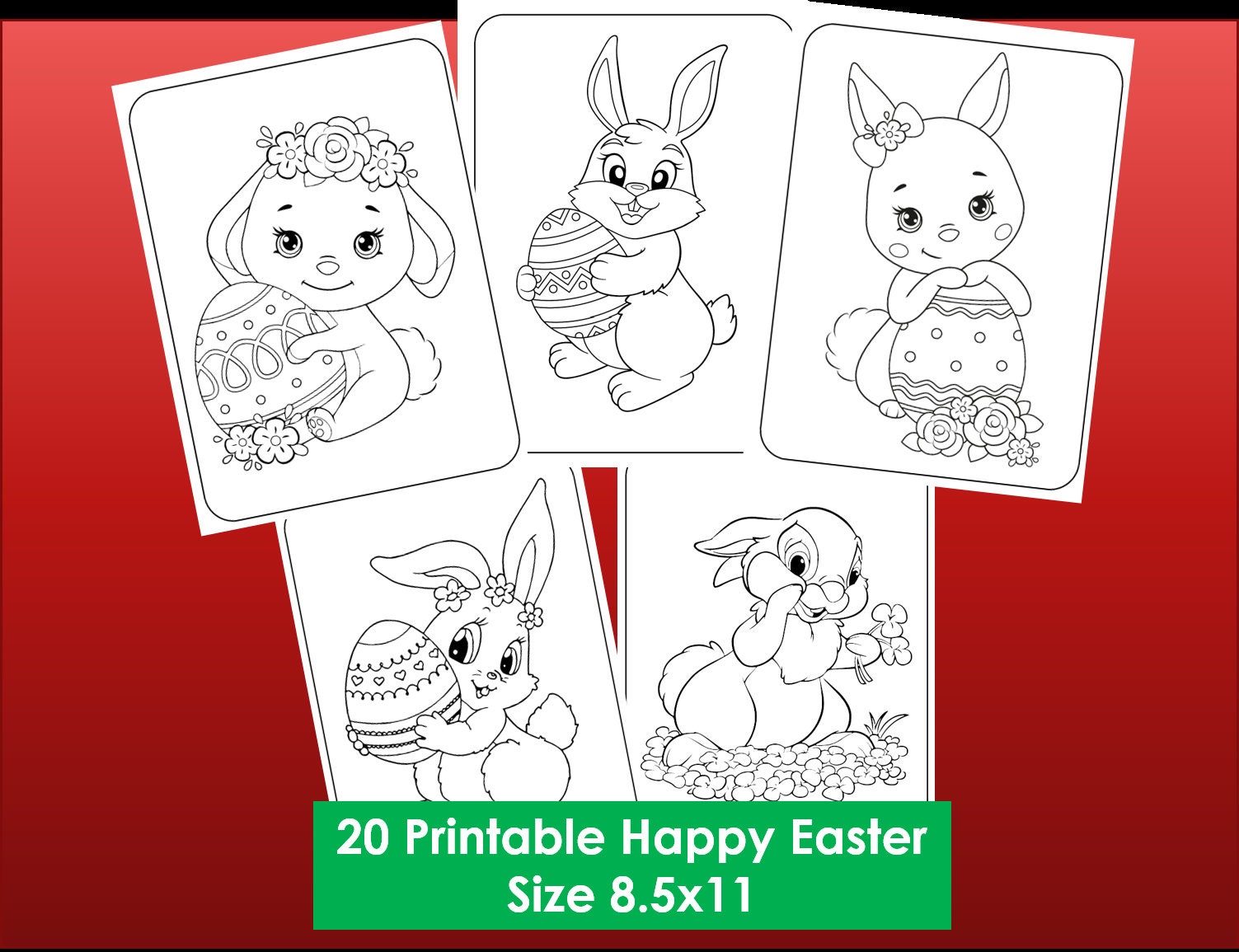 Giant Easter Coloring Poster With Glitter Stickers - Kids Activity Craft, 31.4x41.3 Inches