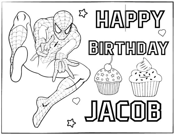 10 Coloriage Spider-man imprimable pour anniversaire Personnalisé