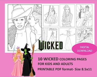 Wicked Musicals Coloring Book: 10 Printable Pages (PDF Download)