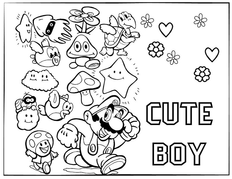 10 Printable Super Mario Coloring Page for Birthday Personalized With ...