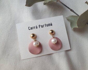 Boucles d'oreilles acier inoxydable, perle pour femme