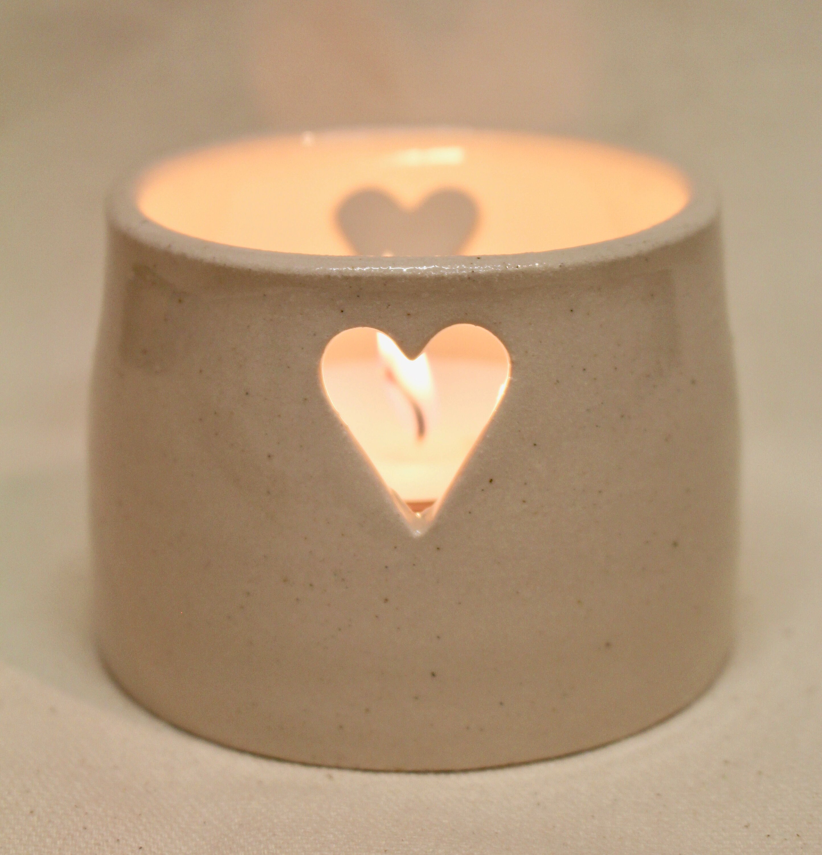 Ceramic heart tea light holder Etsy