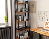 Ladder Bookshelf Bookcase 4 or 5 Tier Open Display Rack Industrial Farmhouse Wood