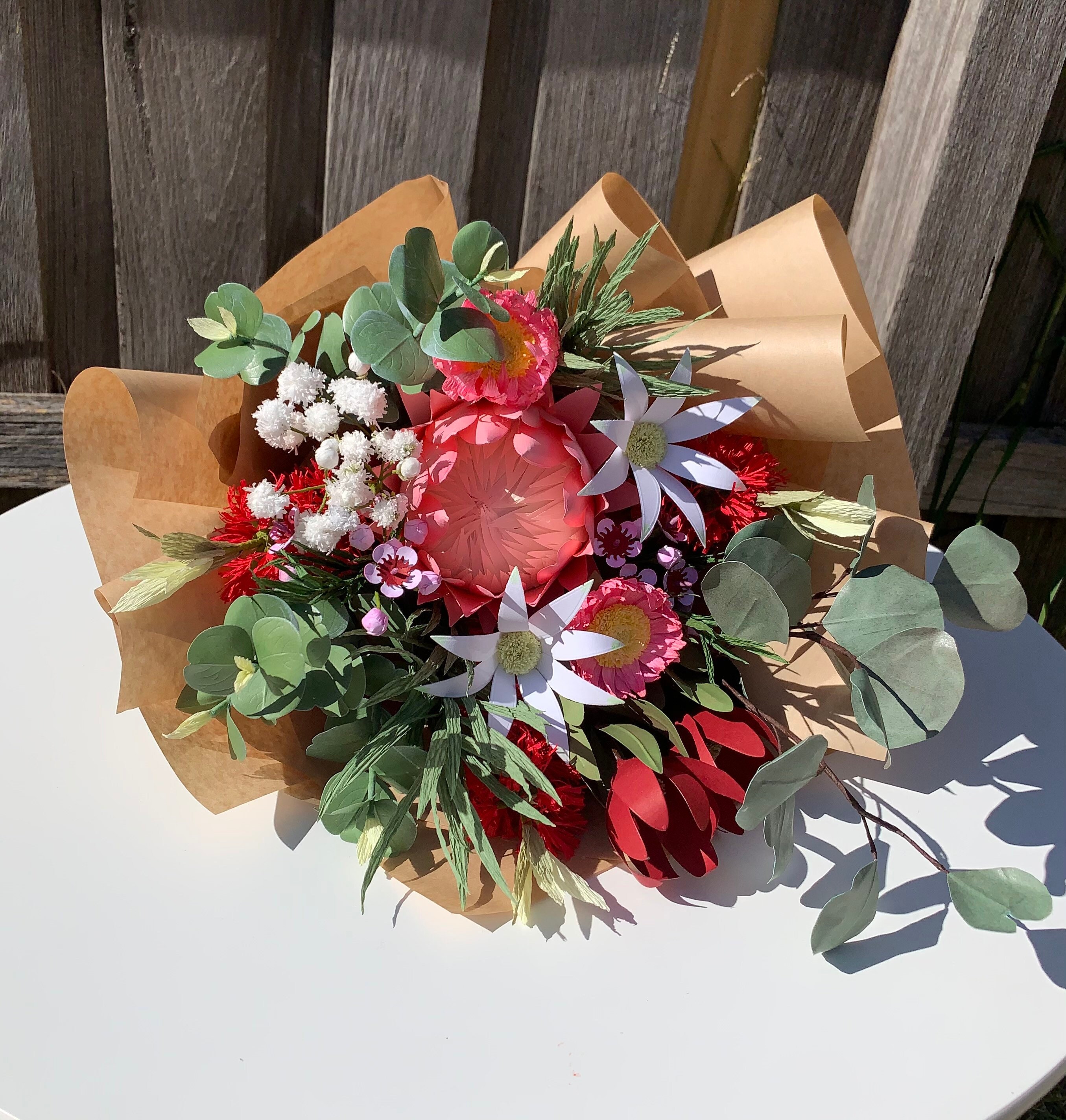 Native bouquet paper made king protea flannel paper daisy