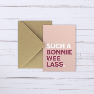 New baby girl card | “Such a Bonnie Wee Lass" | Newborn | Scottish Baby | Personalisation