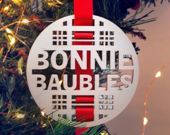 Scottish Christmas Ornament | 'Bonnie Baubles' | Wooden Tree Decoration | Scottish design | Tartan