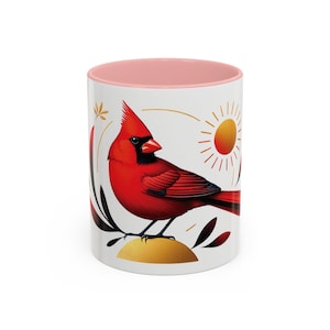 Nature-Inspired Accent Coffee Mug with Northern Cardinal, Perfect for Gift Giving, Home Decor, Bird Lover, Minimalist Wildlife Unique Art
