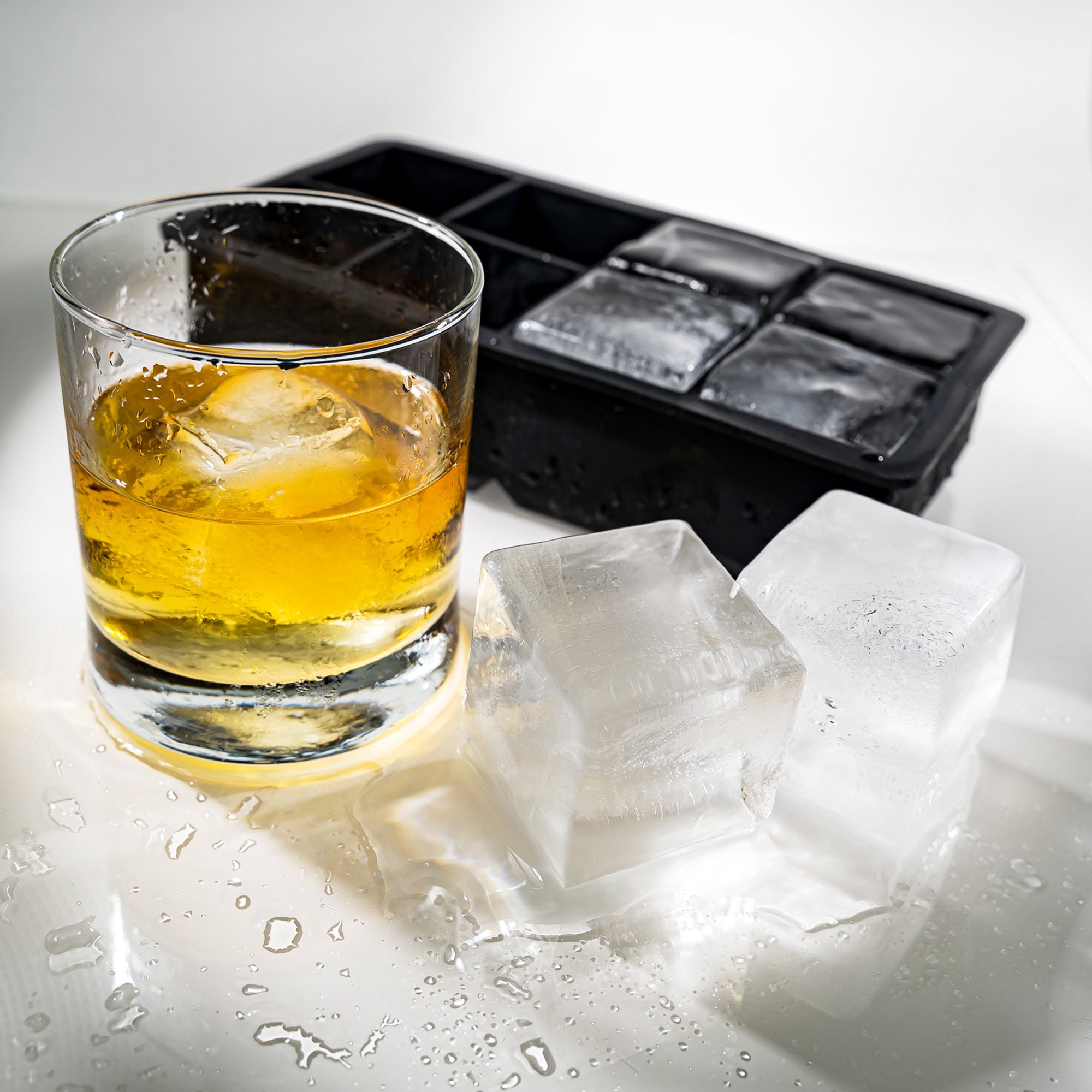 Aprikote Ice Cube Tray, Large Size Silicone Flexible 8 Cavity Ice Maker, Ice  Mold for Whiskey, Bourbon and Cocktails, 2pack 