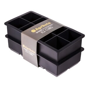 Aprikote Ice Cube Tray, Large Size Silicone Flexible 8 Cavity Ice Maker, Ice Mold for Whiskey, Bourbon and Cocktails, 2pack