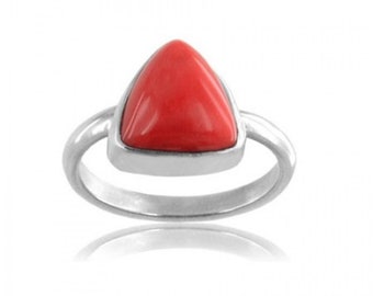Vintage Handmade 5.35 Carat Coral Ladies Ring,925 Sterling Silver,Handmade Christmas Gift