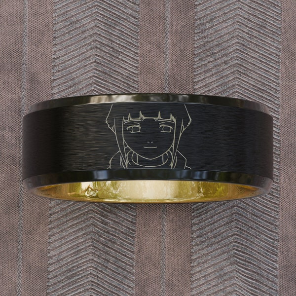 Hinata Hyuga from Naruto Baruto Anime Manga Engraved Tungsten Ring - 8mm