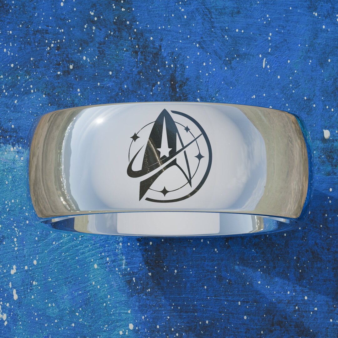 Starfleet Command Logo From Star Trek Movies Engraved Tungsten Ring 4mm ...
