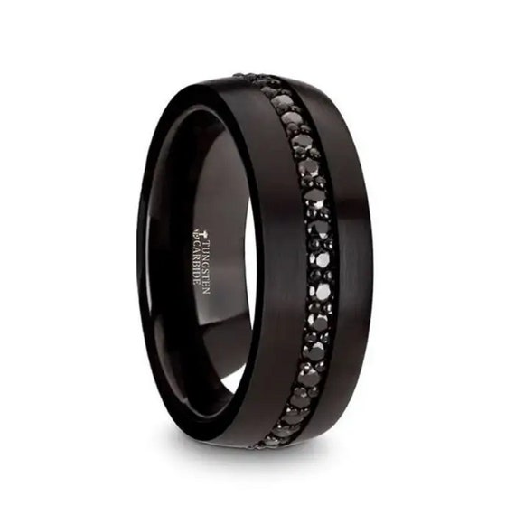 Valiant black tungsten deals ring with black sapphires