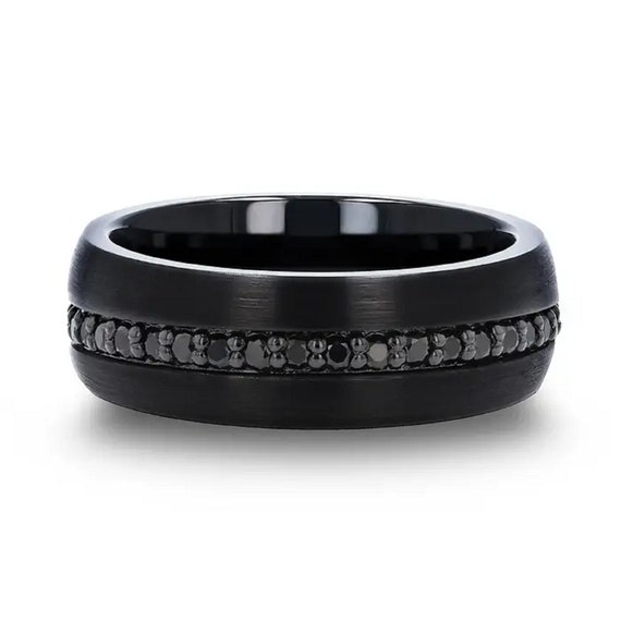 Valiant black tungsten deals ring with black sapphires
