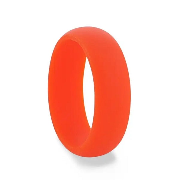 Silicone Ring For Men And Women Orange Comfort Fit Hypoallergenic Thorsten - 8mm