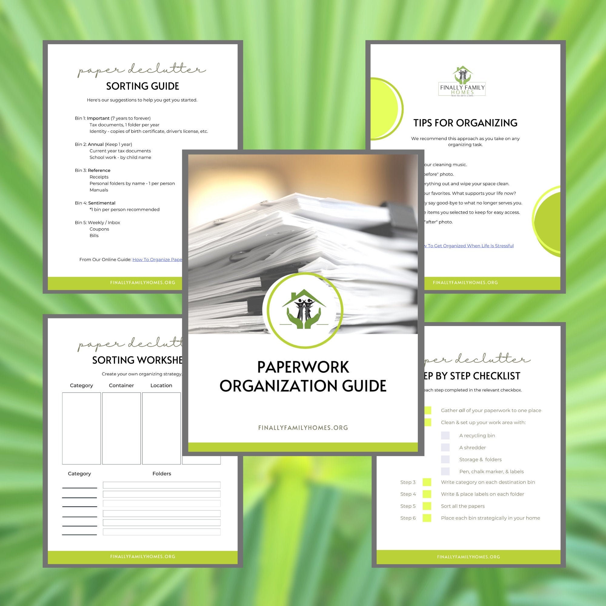 paper organization worksheets printable guide to declutter etsy