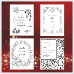 Christian Christmas Coloring Book Pages Hope Bible Verses Printable PDF 12 Coloring Pages for Adults For Charity image 4