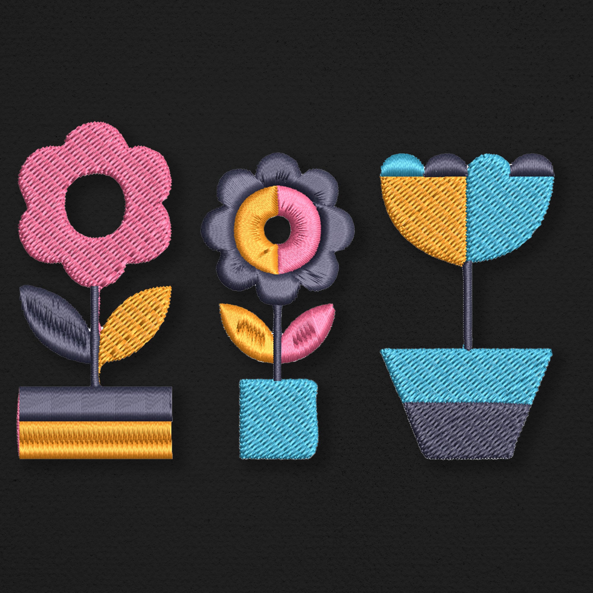 Geometrical Flowers Embroidery Fashion Embroidered Etsy