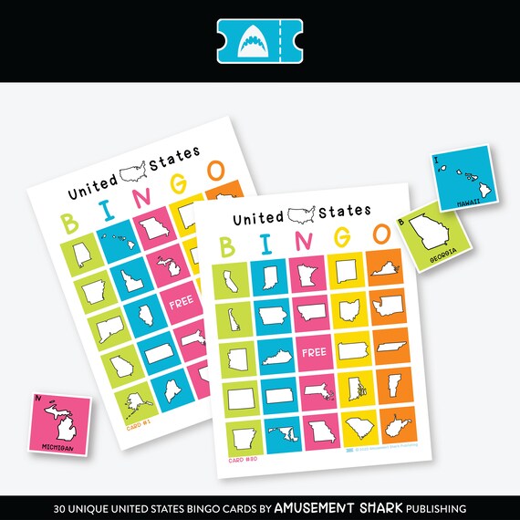 50 States Bingo United States Printable Bingo Game America | Etsy