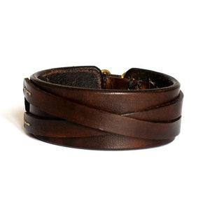 Handmade Brown Leather Bracelet, Made in Italy, Gift for Man