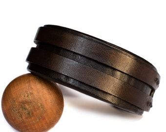 men's leather bracelet ,  bracelet in original leather , bracelet handmade in original leather , Men's bracelet for gift , made in italy