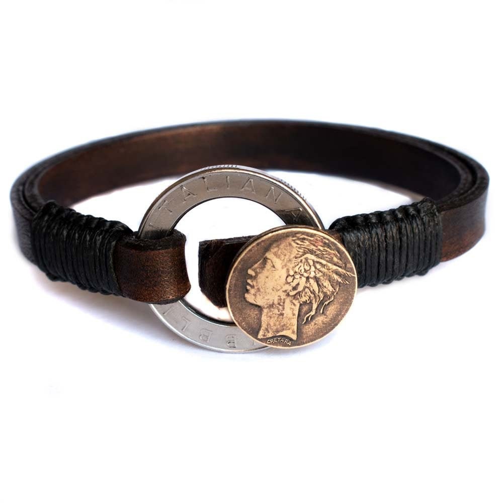Handmade Italian Leather Bracelet Antique Italian 500 Lire Etsy UK