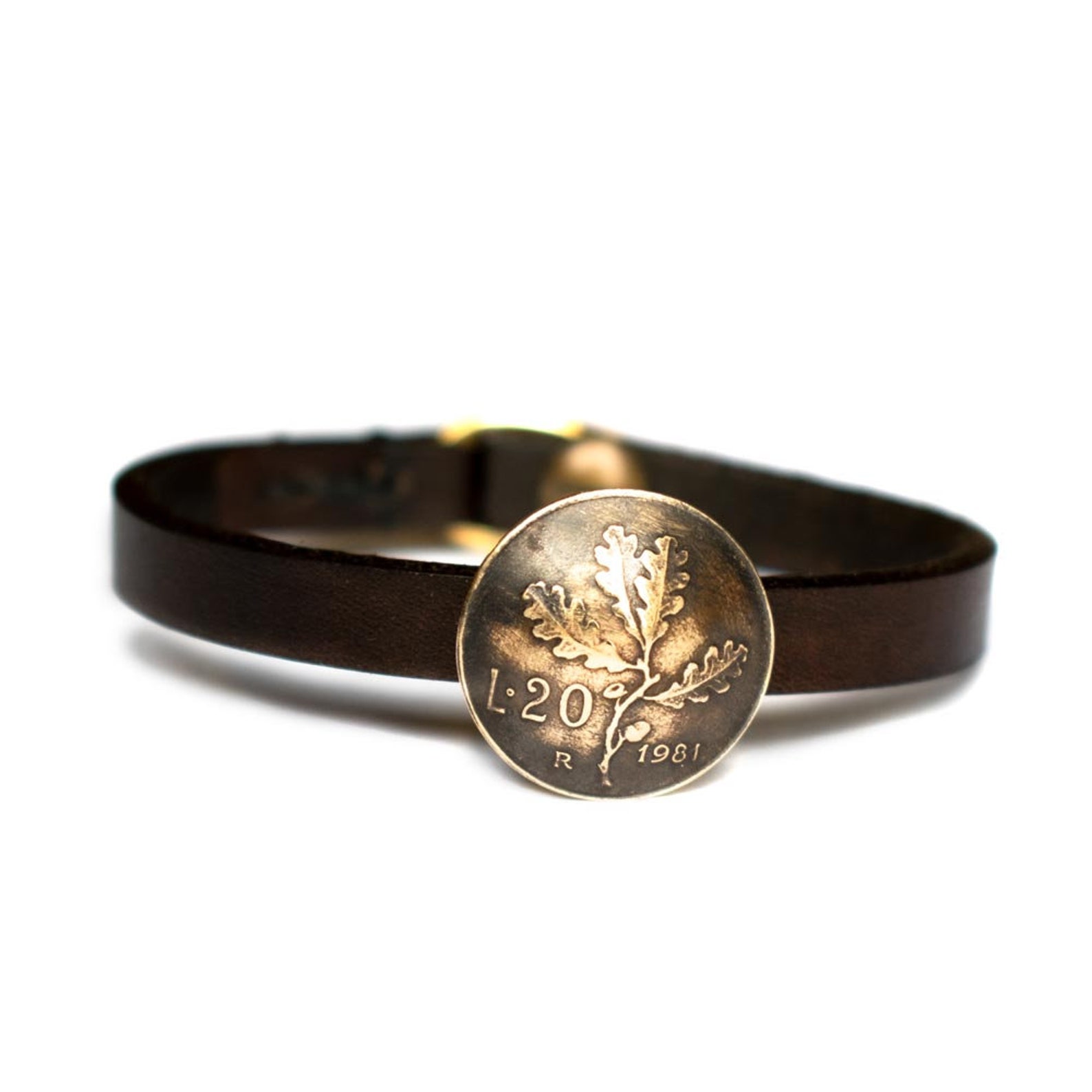 Leather Bracelet With Antique Coin, Handmade in Italy, Bracelet for ...