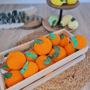 Tangerine or orange, crocheted for the grocery store or play kitchen