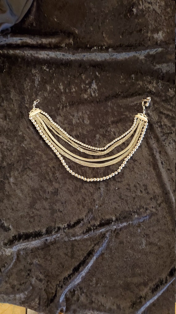Vintage Silver tone Choker Necklace With Adjustabl