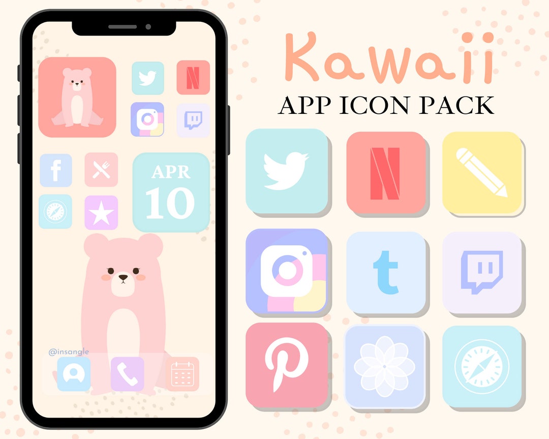 70 Kawaii Cute IOS 14 App Icons Ios 14 Aesthetic Covers 