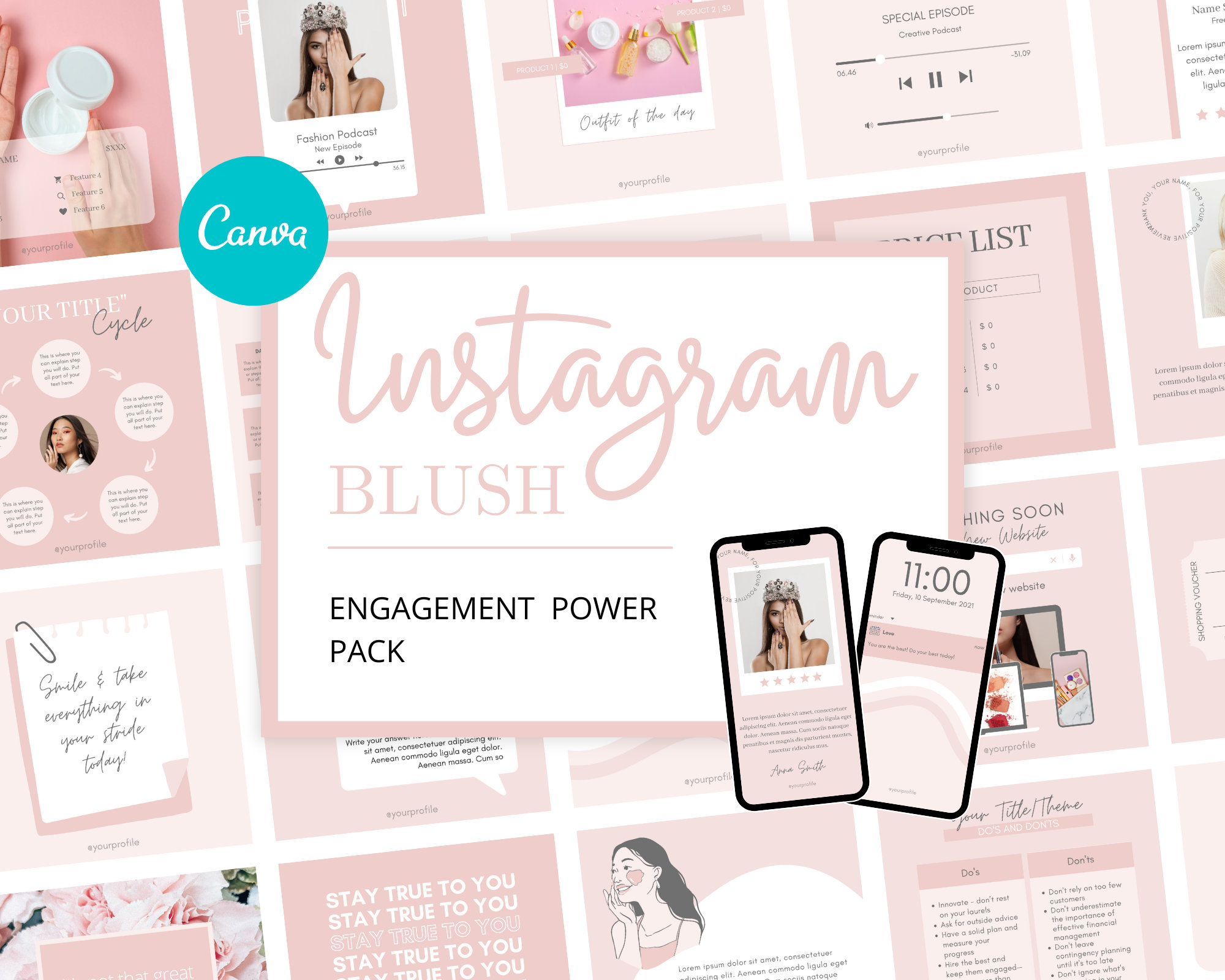 Blush Beauty Instagram Template Bundle Social Media Video Clothing ...