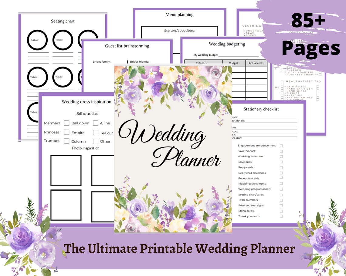 Purple Wedding Planner Detailed Printable Wedding Planner - Etsy