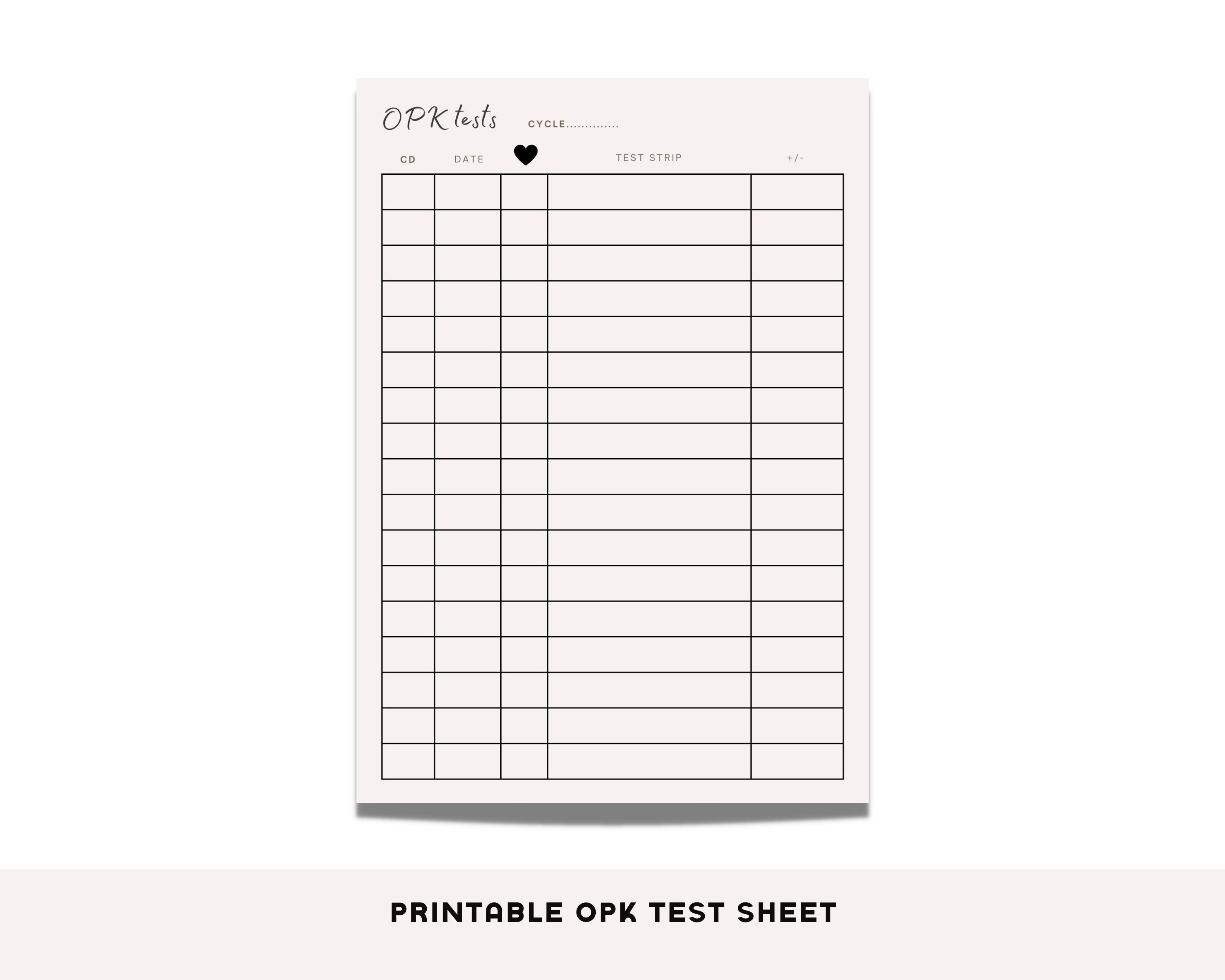 Printable OPK Test Sheet, Ovulation Test Strip Tracker, Fertility ...