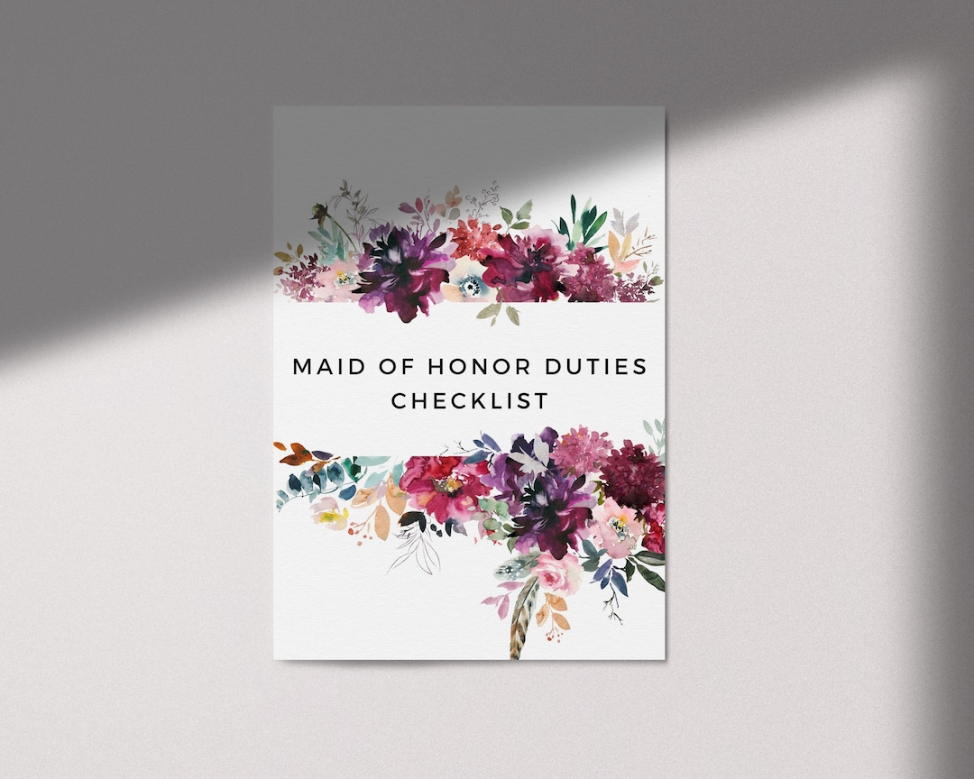 Maid of Honor Duties Checklist, Maid of Honor Planner, Wedding Planner ...