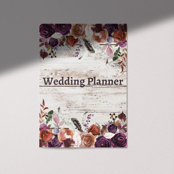 Rustic wedding planner printable, printable wedding planner, A detailed wedding planning guide with 85+ pages and a rustic design