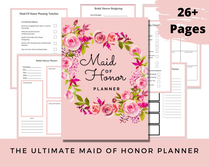 Maid of Honor Planner, Printable Maid of Honor Planner, Wedding Planner ...