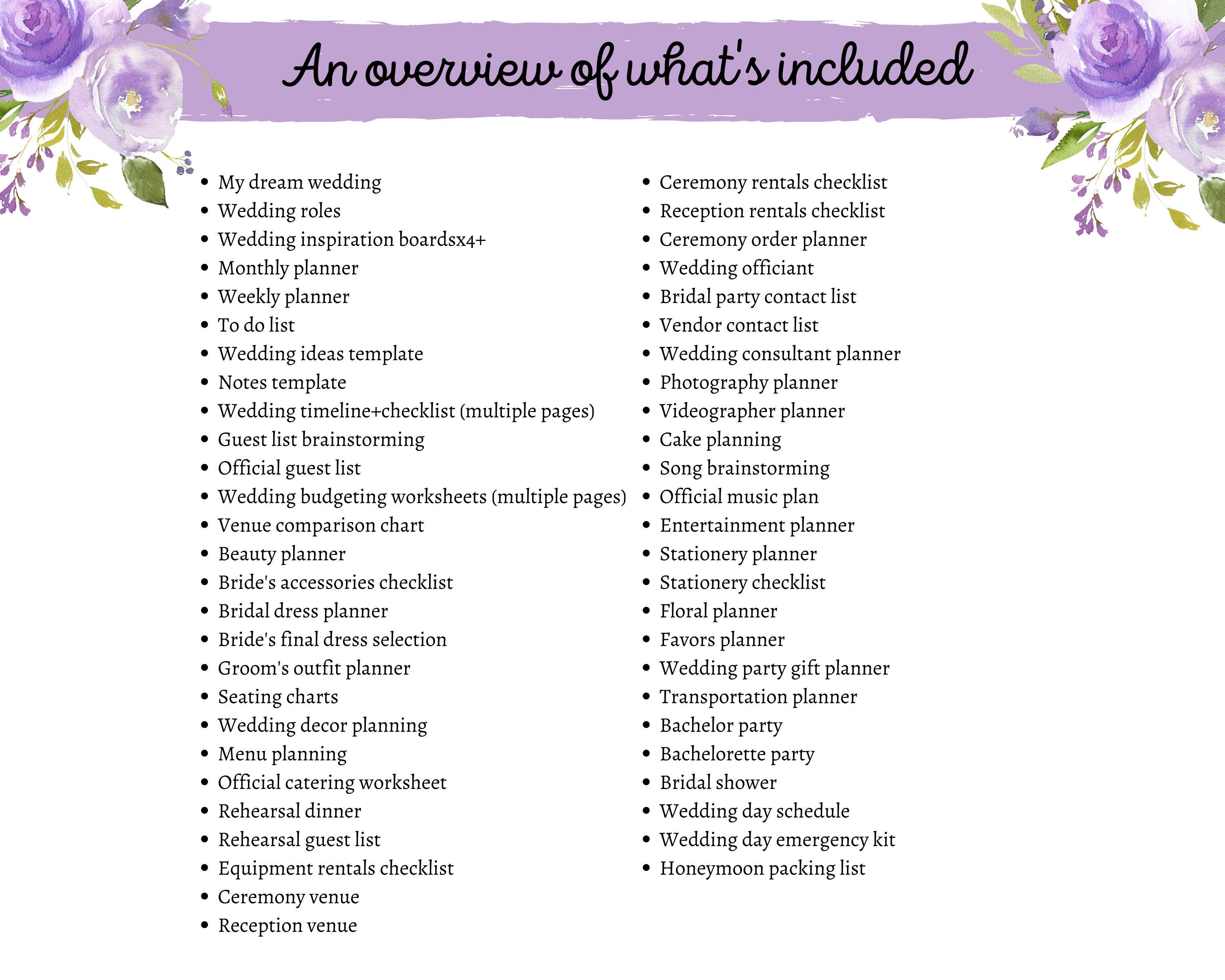 Purple wedding planner detailed printable wedding planner | Etsy