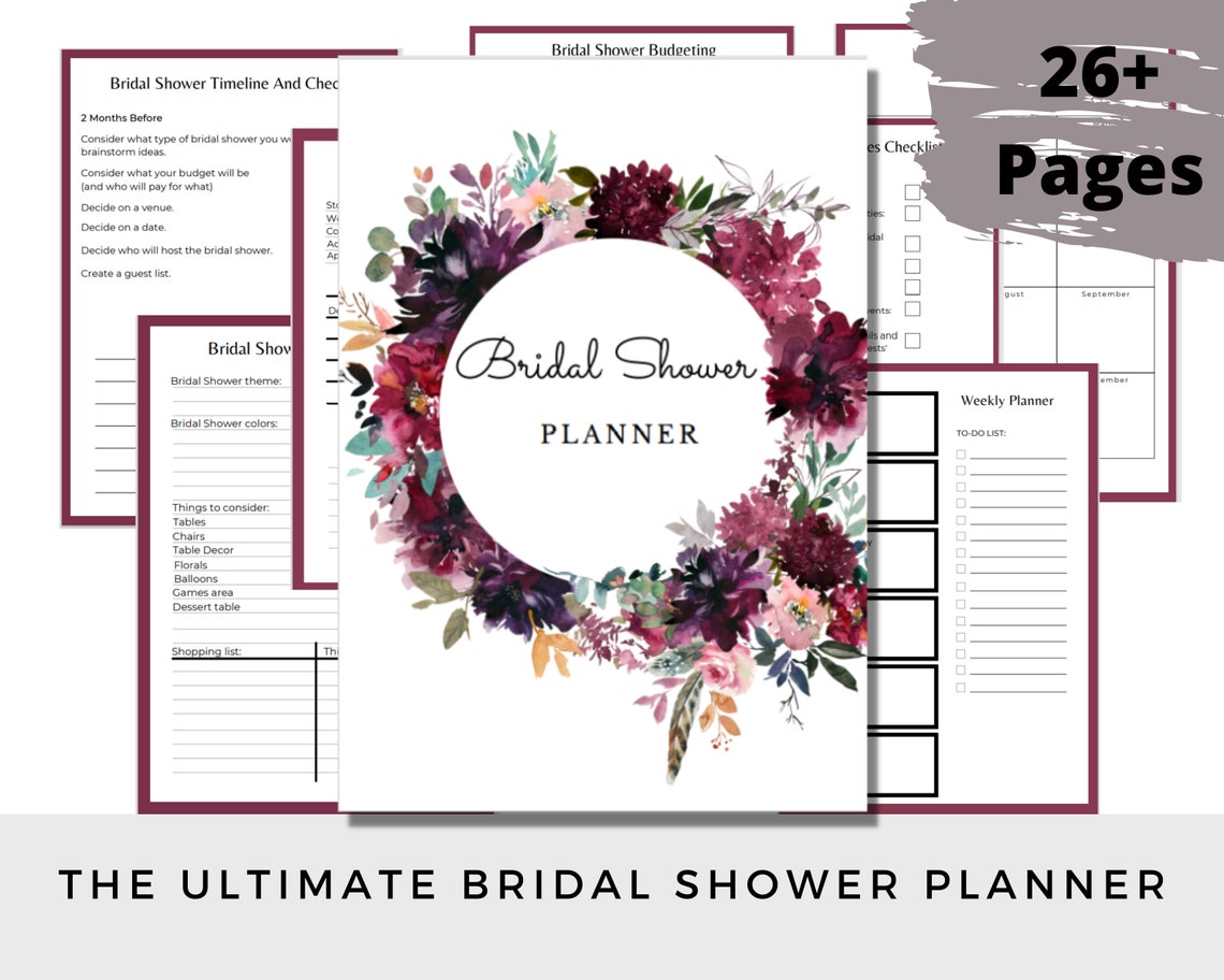 Bridal Shower Planner Printable, Maid of Honor Planner, Bridal Shower