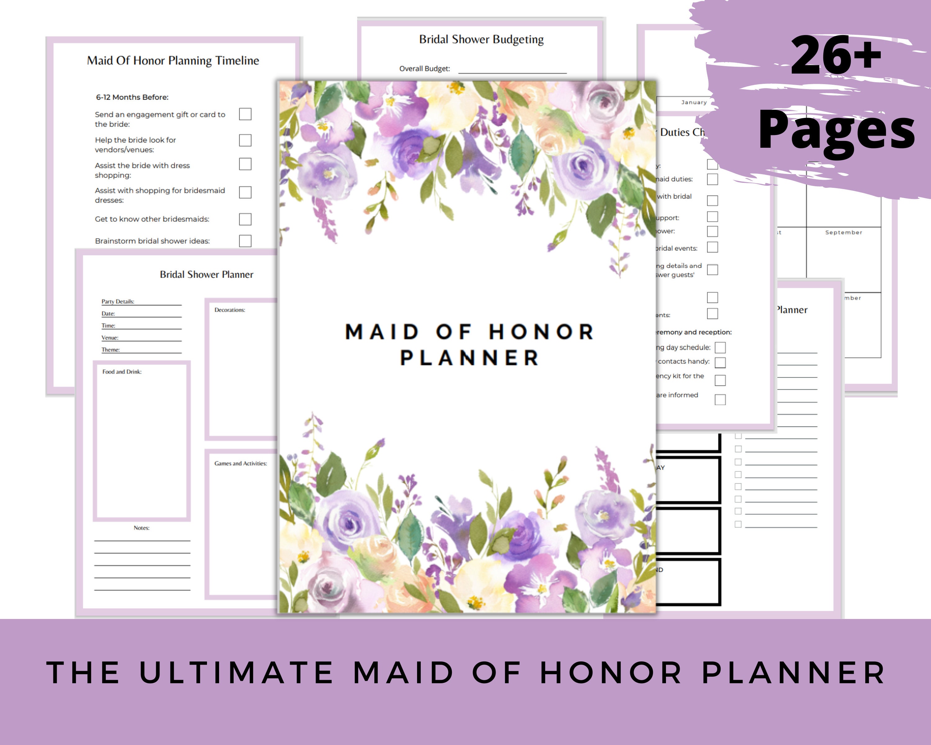 Maid of Honor Planner Printable, Printable Wedding Planner, Will You Be ...