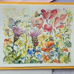 Biglietto d'auguri dipinto a mano - Mini Meadow