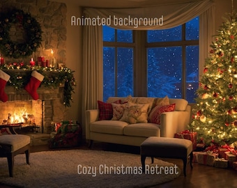 Christmas Bedroom Animated Background | Festive Winter Holiday Scene