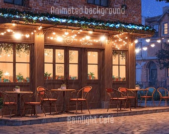 ANIMATED BACKGROUND | Rainlight Café | Lofi Cozy Fantasy Looped Vtuber Twitch Stream Overlay Youtube Background