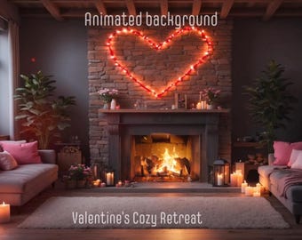 Valentine's Cozy Retreat Animated Stream Background (MP4)