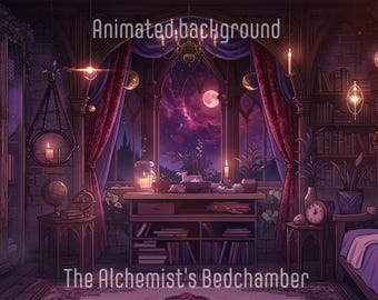 ANIMATED BACKGROUND Alchemist Bedchamber , Gothic Library Desktop Wallpaper, Mystical Witchy Bedroom, Youtube, Twitch background