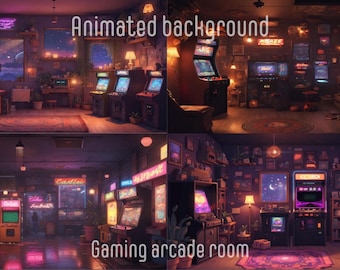 Animated Gaming Arcade Room Background: Looped Cozy Stream Overlay
