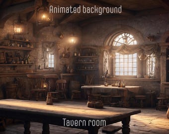 ANIMATED BACKGROUND | Tavern Room| Lofi Cozy Fantasy Looped Vtuber Twitch Stream Overlay Background